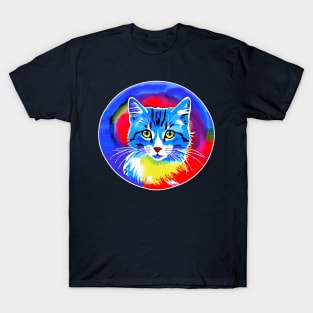 Colorful Rainbow Cats Digital Portrait (MD23Ar009) T-Shirt